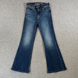 American Eagle Jeans Womens 0 Next Level Stretch Blue Flare Dark Wash Denim